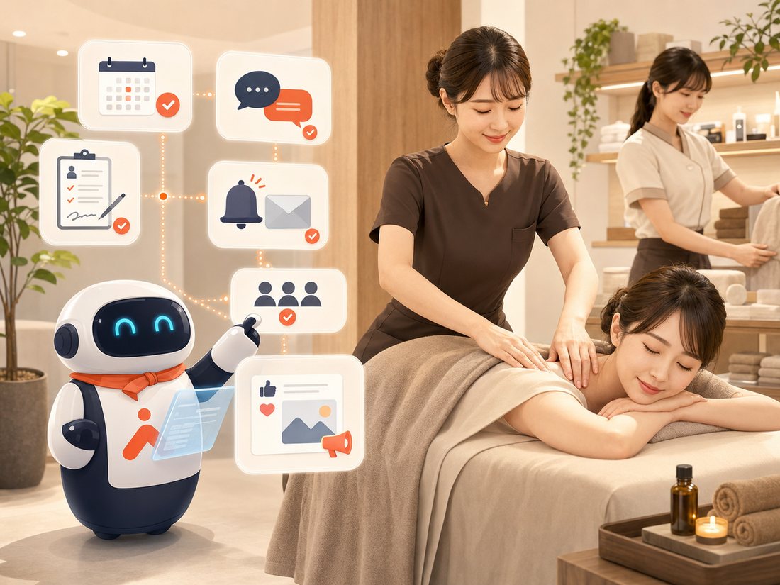 サロンの業務改善（サロンAX）｜AIが受付・予約・記録を自動化するイメージ