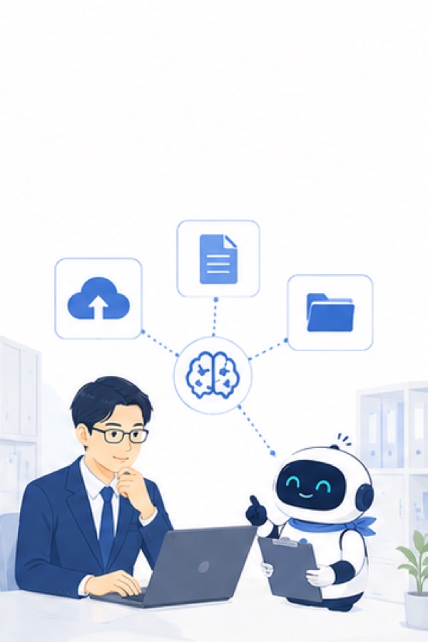 領収書を読み取り仕訳候補を自動生成するイラスト