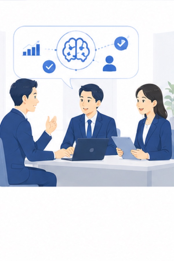 面談内容をAIが記録・整理するイラスト